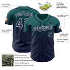 Custom Teal Navy-White Authentic Fade Fashion Baseball Jersey