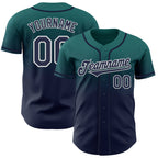 Custom Teal Navy-White Authentic Fade Fashion Baseball Jersey