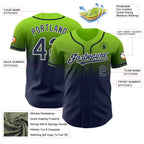 Custom Neon Green Navy-White Authentic Fade Fashion Baseball Jersey