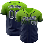 Custom Neon Green Navy-White Authentic Fade Fashion Baseball Jersey