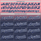 Custom Medium Pink Navy-White Authentic Fade Fashion Baseball Jersey
