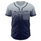 Custom Silver Navy-White Authentic Fade Fashion Baseball Jersey