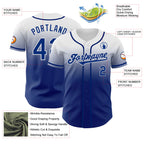Custom White Royal Authentic Fade Fashion Baseball Jersey