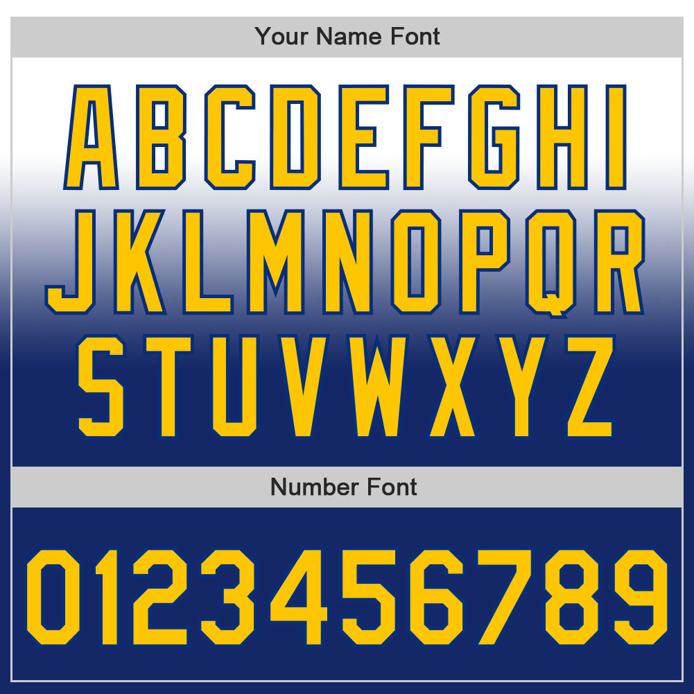 Custom White Yellow-Royal Authentic Fade Fashion Baseball Jersey