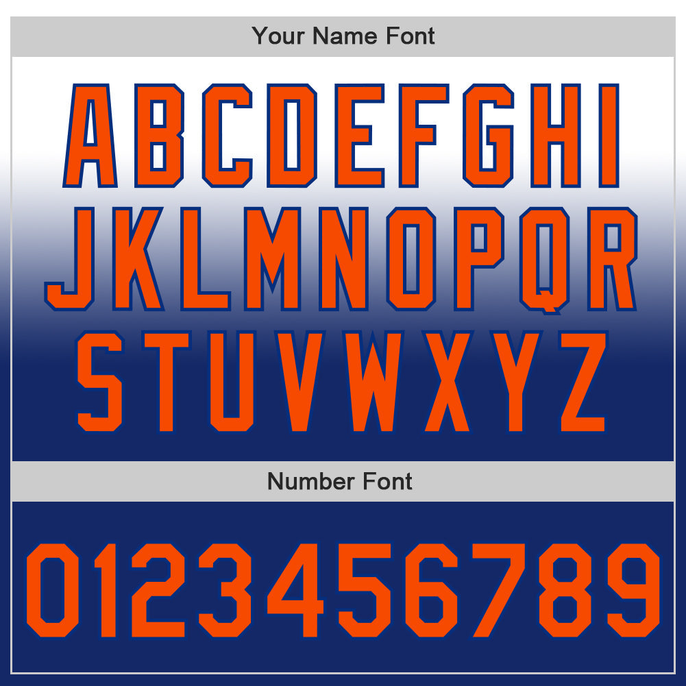 Custom White Orange-Royal Authentic Fade Fashion Baseball Jersey