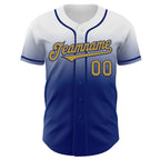 Custom White Old Gold-Royal Authentic Fade Fashion Baseball Jersey