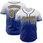 Custom White Old Gold-Royal Authentic Fade Fashion Baseball Jersey