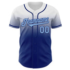 Custom White Light Blue-Royal Authentic Fade Fashion Baseball Jersey