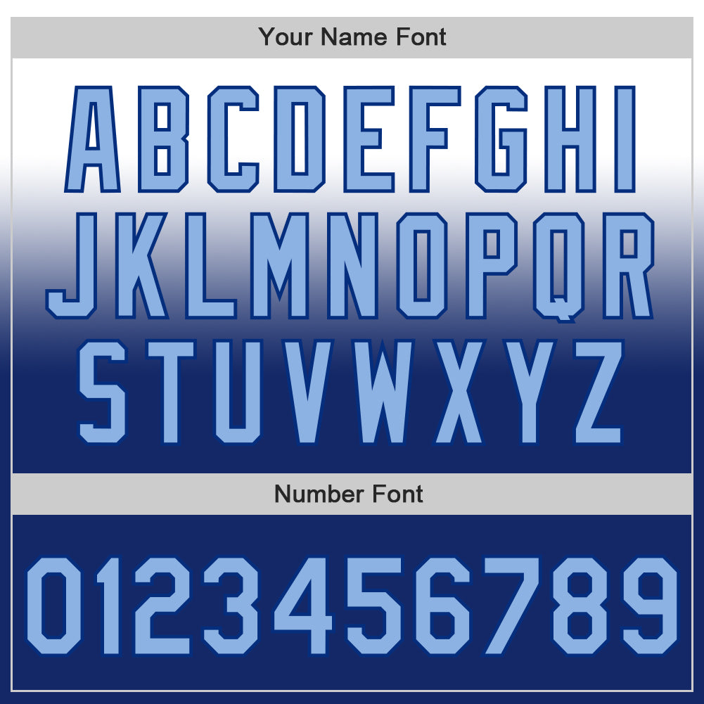 Custom White Light Blue-Royal Authentic Fade Fashion Baseball Jersey