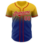 Custom Yellow Red Royal-White Authentic Fade Fashion Baseball Jersey