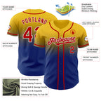 Custom Yellow Red Royal-White Authentic Fade Fashion Baseball Jersey