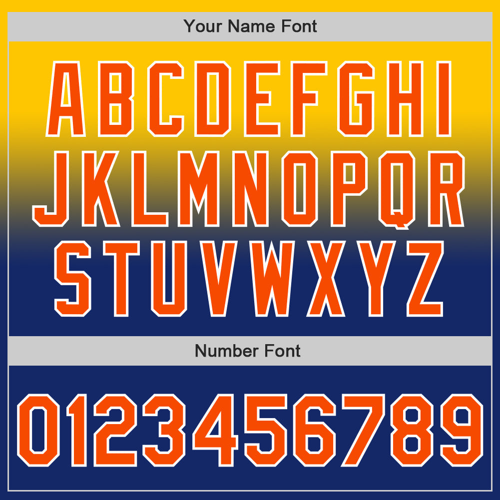 Custom Yellow Orange Royal-White Authentic Fade Fashion Baseball Jersey