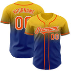 Custom Yellow Orange Royal-White Authentic Fade Fashion Baseball Jersey