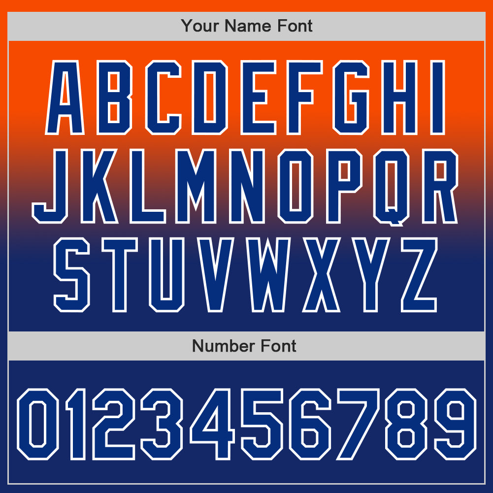 Custom Orange Royal-White Authentic Fade Fashion Baseball Jersey