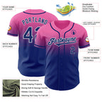 Custom Pink Royal-White Authentic Fade Fashion Baseball Jersey