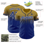 Custom Old Gold Royal-White Authentic Fade Fashion Baseball Jersey