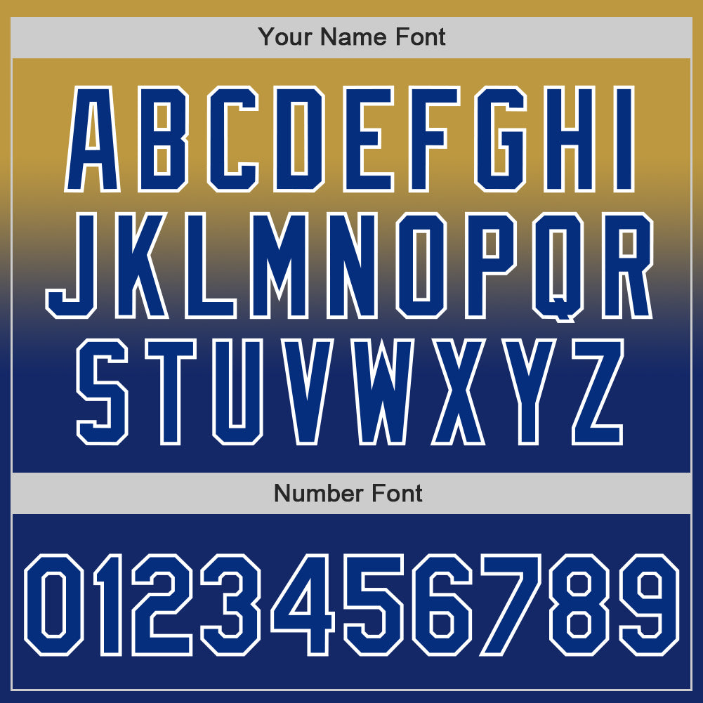 Custom Old Gold Royal-White Authentic Fade Fashion Baseball Jersey