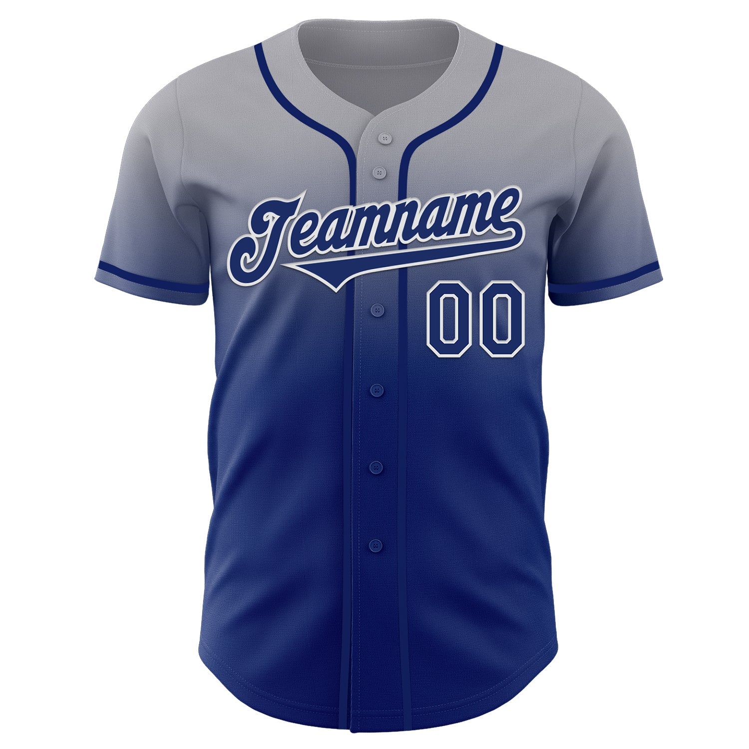Custom Gray Royal-White Authentic Fade Fashion Baseball Jersey