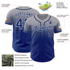 Custom Gray Royal-White Authentic Fade Fashion Baseball Jersey