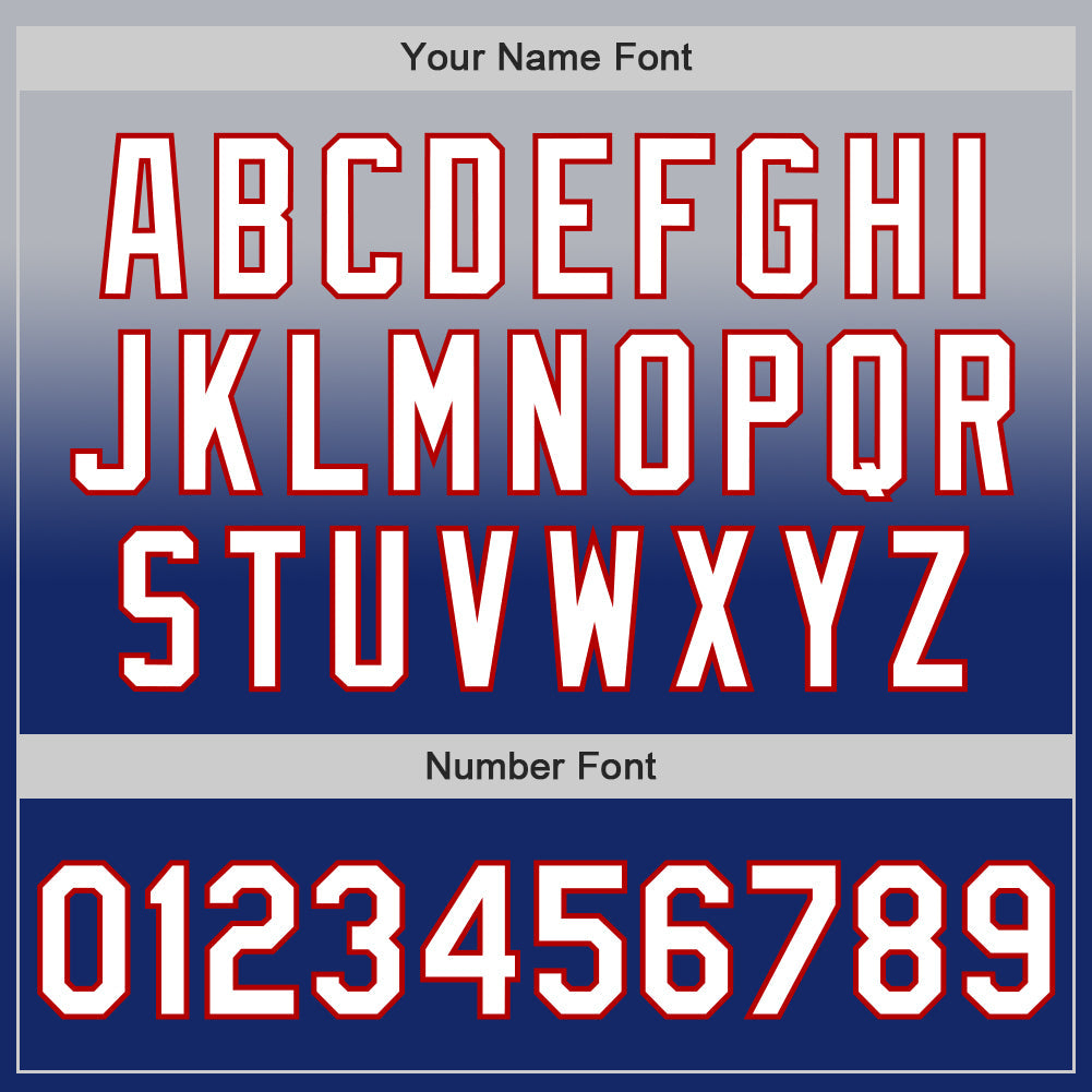 Custom Gray White Royal-Red Authentic Fade Fashion Baseball Jersey