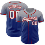 Custom Gray White Royal-Red Authentic Fade Fashion Baseball Jersey