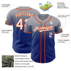 Custom Gray White Royal-Orange Authentic Fade Fashion Baseball Jersey