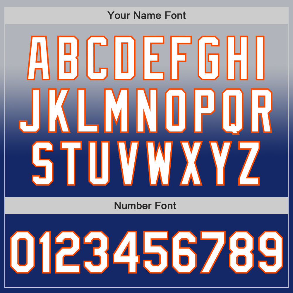 Custom Gray White Royal-Orange Authentic Fade Fashion Baseball Jersey