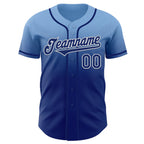 Custom Light Blue Royal-White Authentic Fade Fashion Baseball Jersey