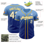 Custom Light Blue White Royal-Yellow Authentic Fade Fashion Baseball Jersey