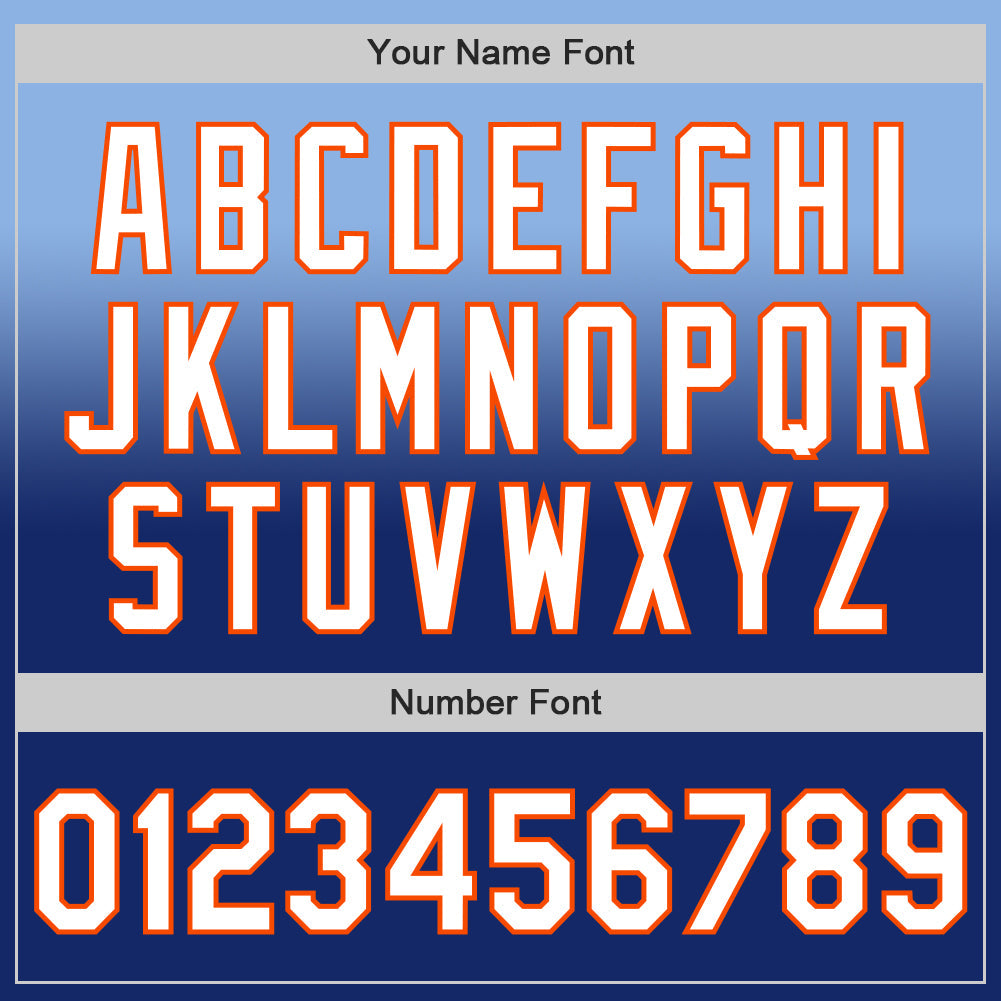 Custom Light Blue White Royal-Orange Authentic Fade Fashion Baseball Jersey