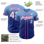 Custom Light Blue White Royal-Pink Authentic Fade Fashion Baseball Jersey