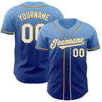 Custom Light Blue White Royal-Old Gold Authentic Fade Fashion Baseball Jersey