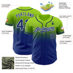 Custom Neon Green Royal-White Authentic Fade Fashion Baseball Jersey