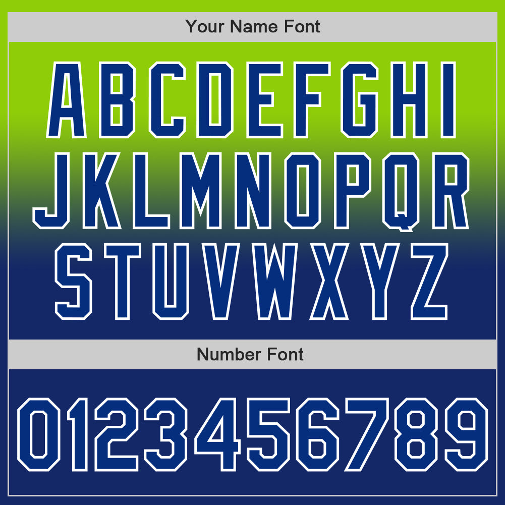 Custom Neon Green Royal-White Authentic Fade Fashion Baseball Jersey