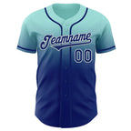 Custom Ice Blue Royal-White Authentic Fade Fashion Baseball Jersey