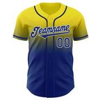 Custom Light Yellow Royal-White Authentic Fade Fashion Baseball Jersey