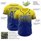 Custom Light Yellow Royal-White Authentic Fade Fashion Baseball Jersey