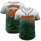 Custom White Orange-Green Authentic Fade Fashion Baseball Jersey