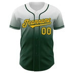 Custom White Gold-Green Authentic Fade Fashion Baseball Jersey