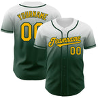 Custom White Gold-Green Authentic Fade Fashion Baseball Jersey