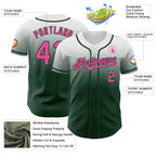 Custom White Pink-Green Authentic Fade Fashion Baseball Jersey
