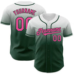 Custom White Pink-Green Authentic Fade Fashion Baseball Jersey