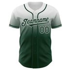 Custom White Green Authentic Fade Fashion Baseball Jersey