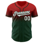 Custom Red White-Green Authentic Fade Fashion Baseball Jersey