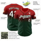 Custom Red White-Green Authentic Fade Fashion Baseball Jersey