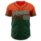 Custom Orange Green-White Authentic Fade Fashion Baseball Jersey
