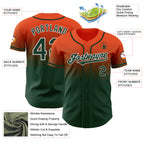 Custom Orange Green-White Authentic Fade Fashion Baseball Jersey