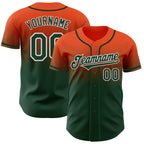 Custom Orange Green-White Authentic Fade Fashion Baseball Jersey