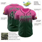Custom Pink Green-White Authentic Fade Fashion Baseball Jersey