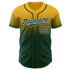 Custom Gold Green-White Authentic Fade Fashion Baseball Jersey